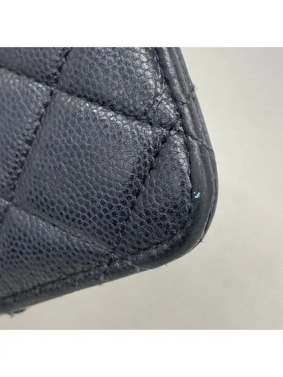 Chanel Wallet Quilted Caviar Leather Black Champagne Gold - Picture 5 of 9